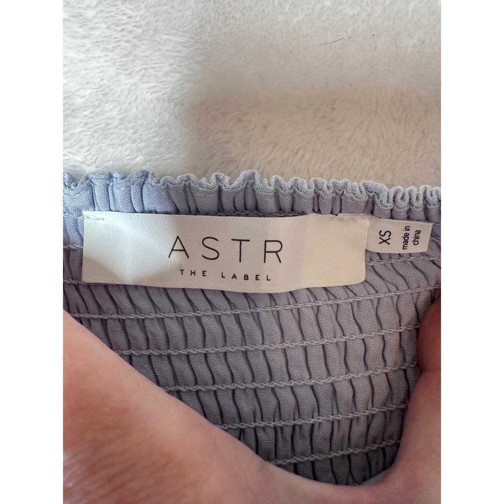 ASTR the Label Strapless Wrap Front Wide Leg Jumpsuit Light Blue XS Smocked Back - Picture 7 of 9